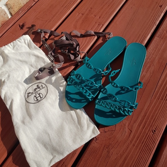 Hermes Shoes - AUTHENTIC HERMES RUBBER CHAINE SANDALS